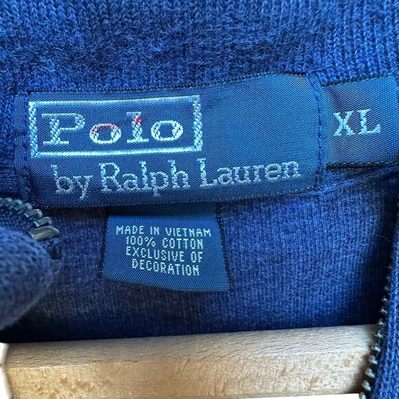 Polo Ralph Lauren Blue Cotton Quarter Zip Pullover Sweater XL - Picture 2 of 6